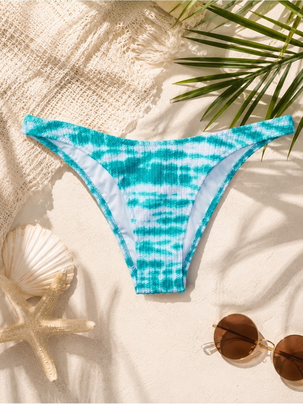 NWT PINK Victoria's Secret White Bikini Bottom with Turquoise Trim